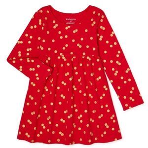 𝅺NWT Infant Red Dress with Metallic Gold Dots